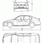 Седан Honda Civic 4D VII (2003) габариты